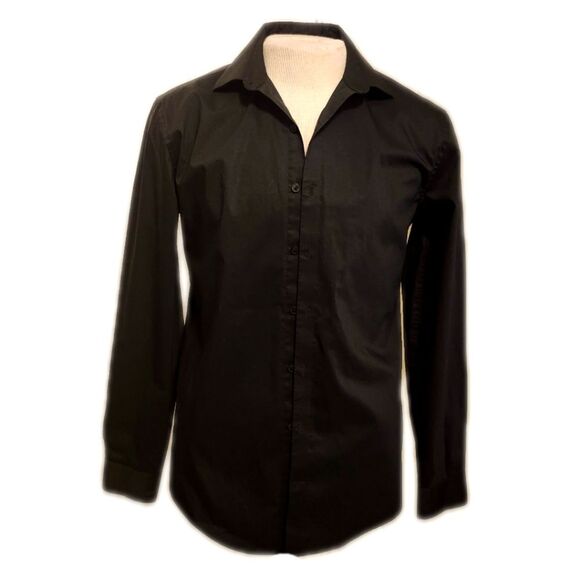 Reaction Kenneth Cole Slim Fit black button down dress shirt , 15 32/33 - Picture 1 of 7